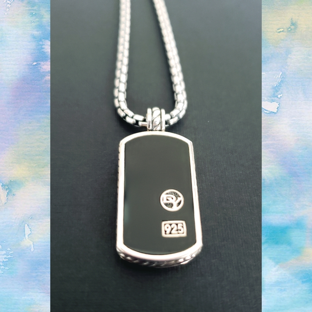 David Yurman Black Onyx Dog Tag Necklace